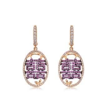 'Auspicious Collection' 18K Red & Black Gold Pink Sapphire Earrings