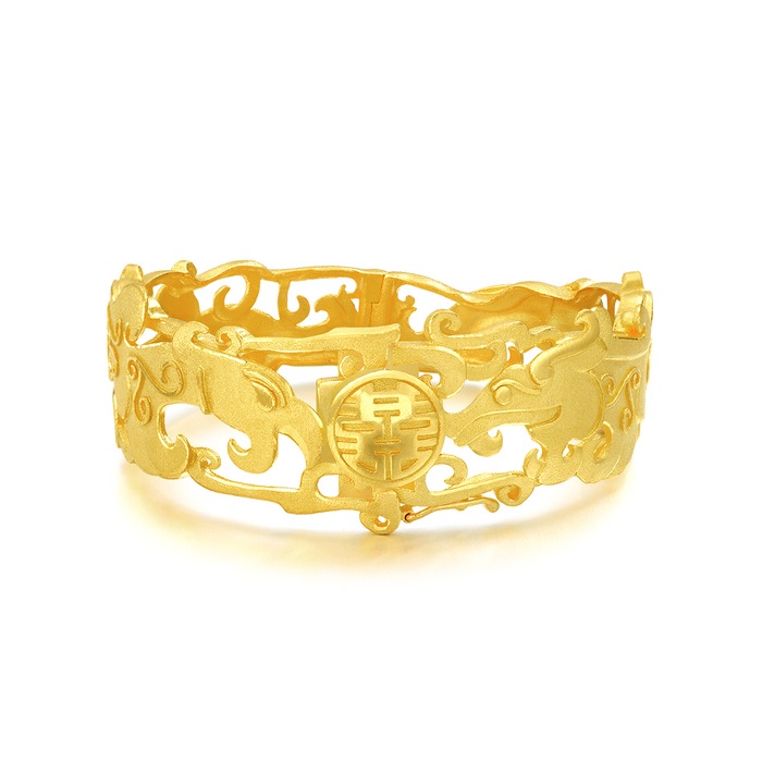 Chinese Wedding Collection Dragon & Phoenix 999.9 Gold Bangle Chow Sang Sang Jewellery