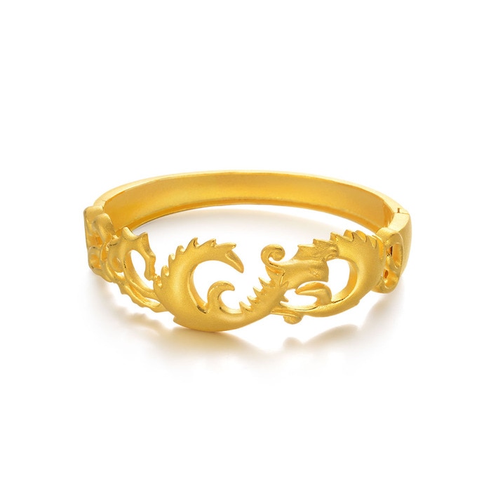 Chinese Wedding Collection Dragon & Phoenix 999.9 Gold Bangle Chow Sang Sang Jewellery