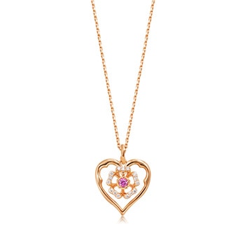'Bless' 18K Rose Gold Pink Sapphire Necklace