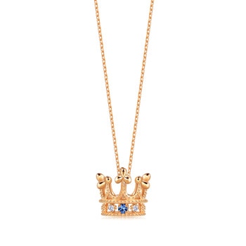 'Bless' 18K Gold Sapphire Crown Necklace