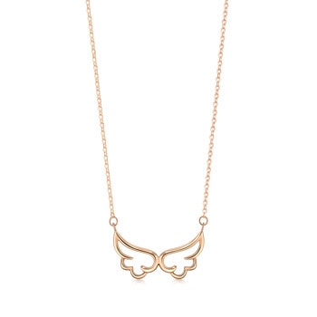 18K Rose Gold Angel Wing Necklace