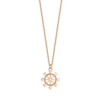 Minty Collection 18K Gold (Red) Ship Steering Wheel Necklace