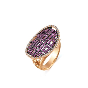 'Auspicious Collection' 18K Red & Black Gold Pink Sapphire Ring