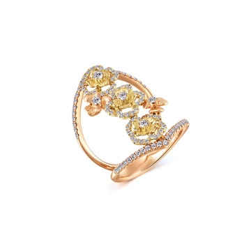 'Botanic' 18K Yellow & Red Gold Diamond Ring