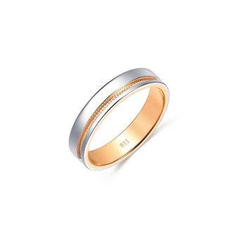 「小皇冠」18K玫瑰金及950鉑金情侶結婚戒指 男戒