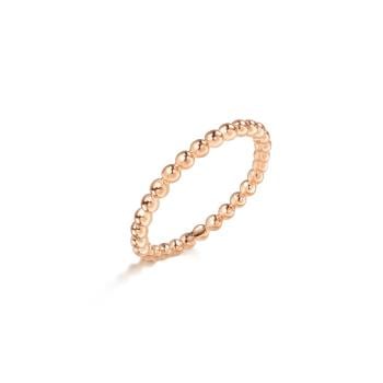 18K玫瑰金簡約細緻圓珠戒指