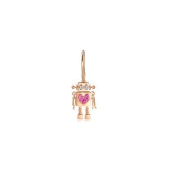 愛的機器人 18K玫瑰金粉紅藍寶石耳環 (單只耳環)