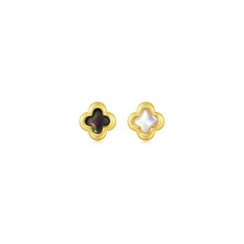 梅花 黃金貝母耳環 (一對)