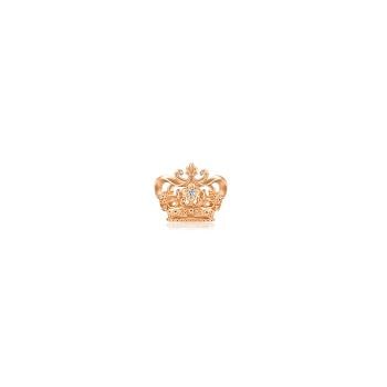 法式古典皇冠 18K玫瑰金鑽石耳環 (單只耳環)