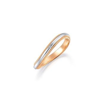 「小皇冠」波浪曲線 18K玫瑰金及950鉑金 結婚戒指 對戒款 (女戒)