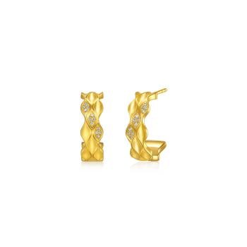 時尚璀璨 鑽石黃金耳環 (一對)