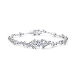 「鑽之頌」18K白色黃金鑽石手鍊