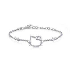 「Hello Kitty」18K白色黃金鑽石手鍊