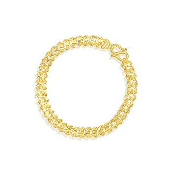【HYERES LOR】23SS★ Surgical Chain Yellow Bracelet S 999.9 Gold Bracelet | 84777B(17 cm/~0.324 tael) | Chow Sang