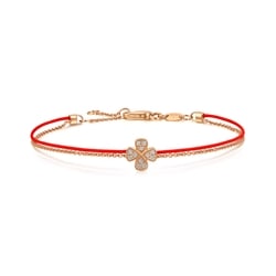 'Love Knot' 18K Rose Gold Diamond Four-Leaf Bracelet