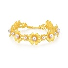 Floral' 999.9 Gold Pearl Four Leaf Clover Bracelet