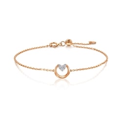 「萌芽」18K白紅分色黃金鑽石心型手鍊