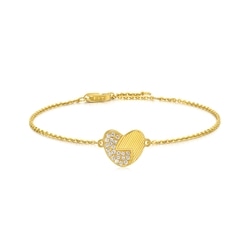 999 Gold Diamond Heart Shaped Bracelet