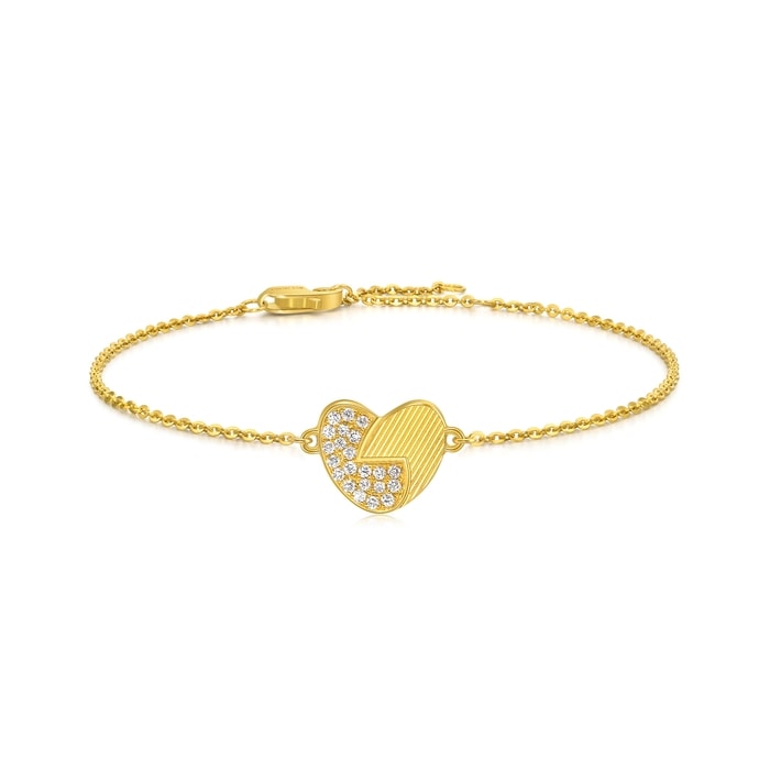 999 Gold Diamond Heart Shaped Bracelet