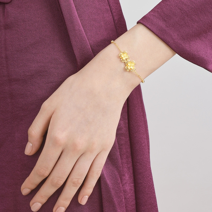 Chinese Wedding Collection - 'Floral' 999.9 Gold Bracelet