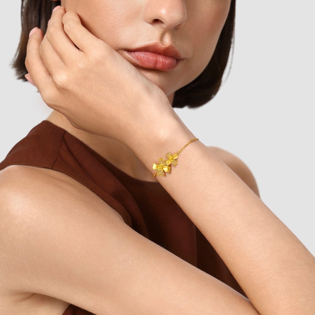 ❤べるさま❤bracelet❤金龍❤ Chinese Wedding Collection - 'Floral' 999.9 Gold Bracelet