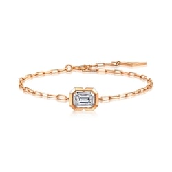 'M' 18K White & Red Gold Diamond Bracelet