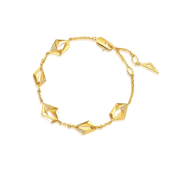 'M' 999 Gold Diamond Bracelet