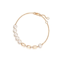 18K玫瑰金珍珠鑽石手鍊