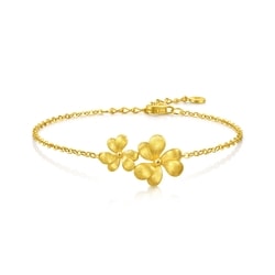 「微糖」足金心型三葉草手鍊