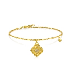 「東方古祖」足金鑲嵌鑽石四合如意手鍊