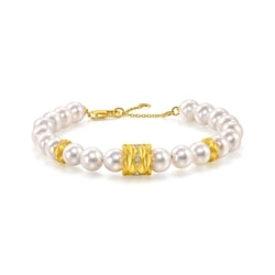 999 Gold Pearl Diamond Bracelet