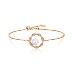 18K Rose Gold Akoya Pearl Diamond Bracelet