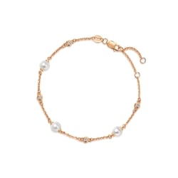 18K玫瑰金珍珠鑽石手鍊