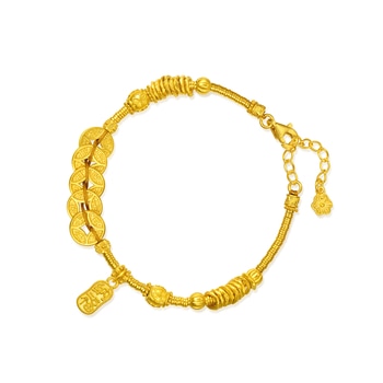 Cultural Blessings 999 Gold Five Emperor Coins Bracelet