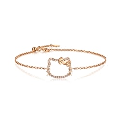 「Hello Kitty」18K玫瑰金鑽石手鍊