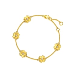 足金鑲嵌鑽石四葉草手鍊