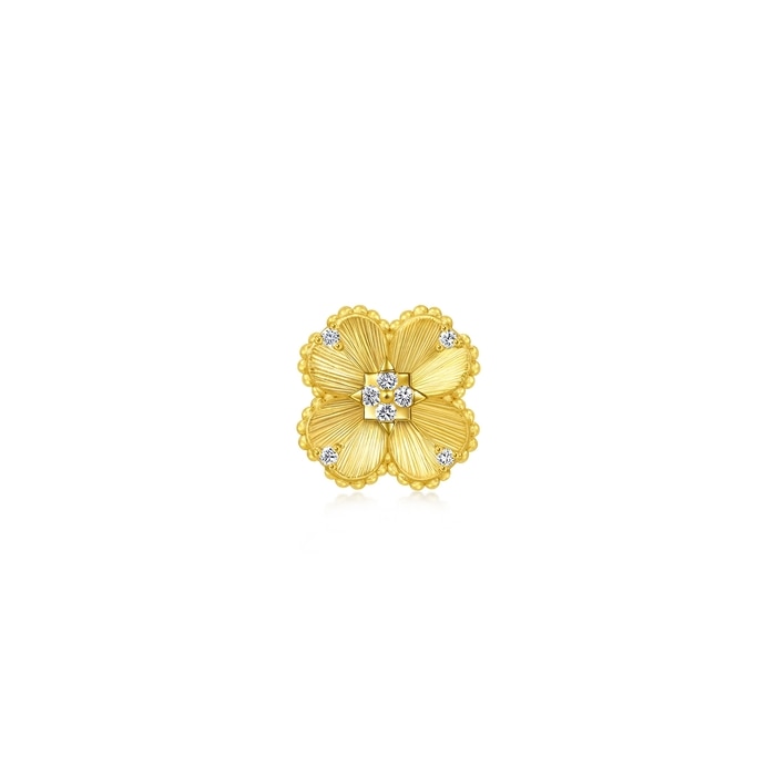 999 Gold Diamond Four-Leaf Clover Charm