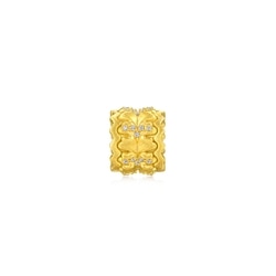 999 Gold Diamond Ginkgo Leaf Charm