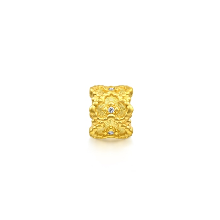 999 Gold Diamond Four-Leaf Clover Charm