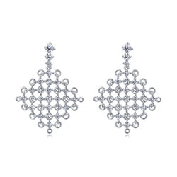 18K白色黃金鑽石耳環