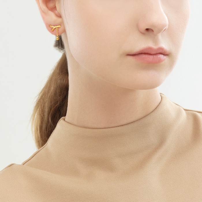 [Golden dew] 韓国☆18K Gold☆Earring Golden dew] 韓国☆18K Gold☆Tiamo 3 Hoop Earrings (GOLDEN