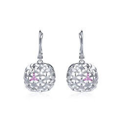 18K白色黃金粉紅色藍寶石耳環