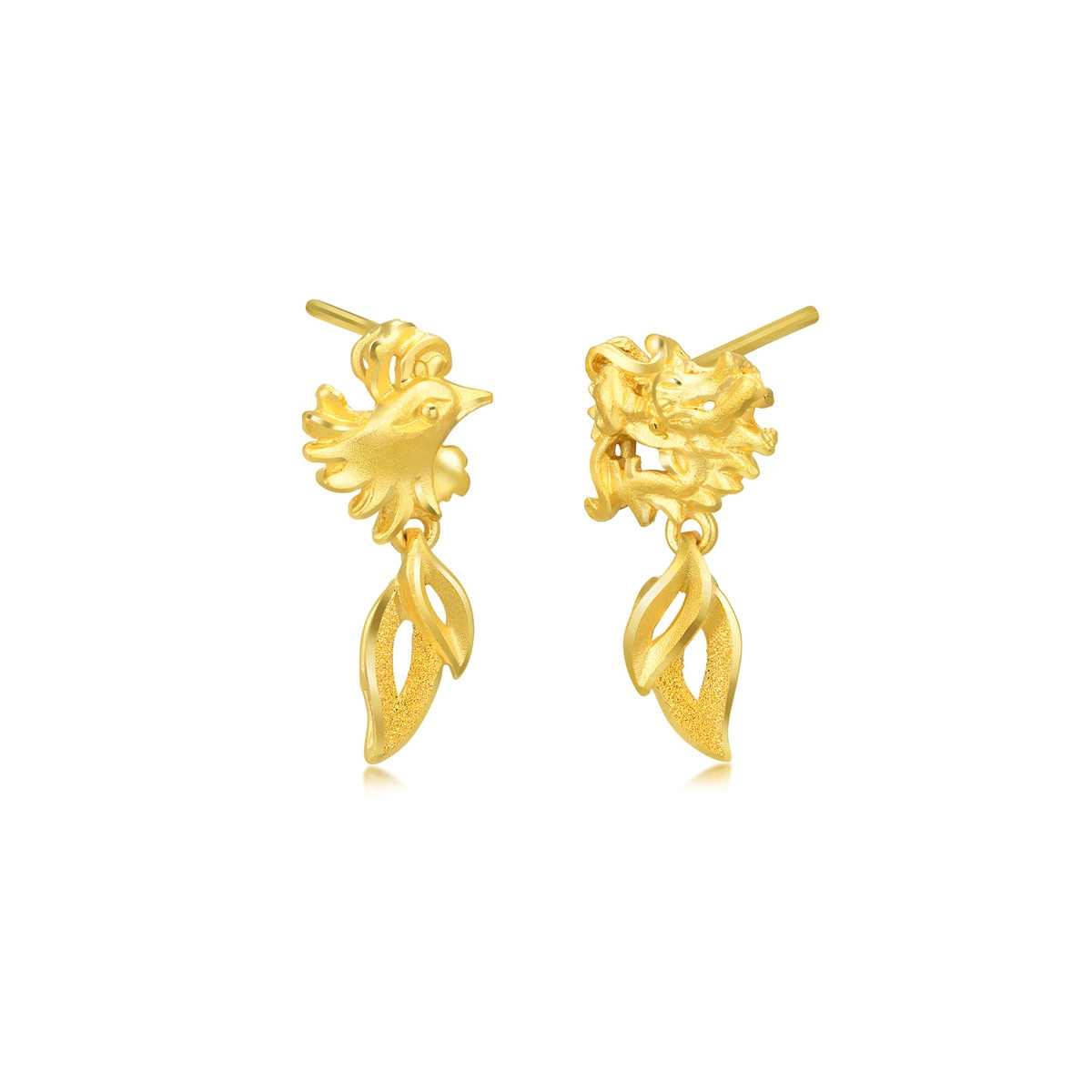 Chinese Wedding Collection - 999.9 Gold Mismatched Earrings