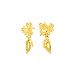 'Dragon & Phoenix'999.9 Gold Mismatched Earrings