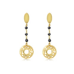 18K Gold Onyx (Black Chalcedony) Earrings