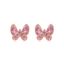 18K Gold Pink Sapphire Earrings