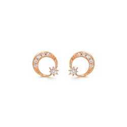 18K玫瑰金鑽石耳環