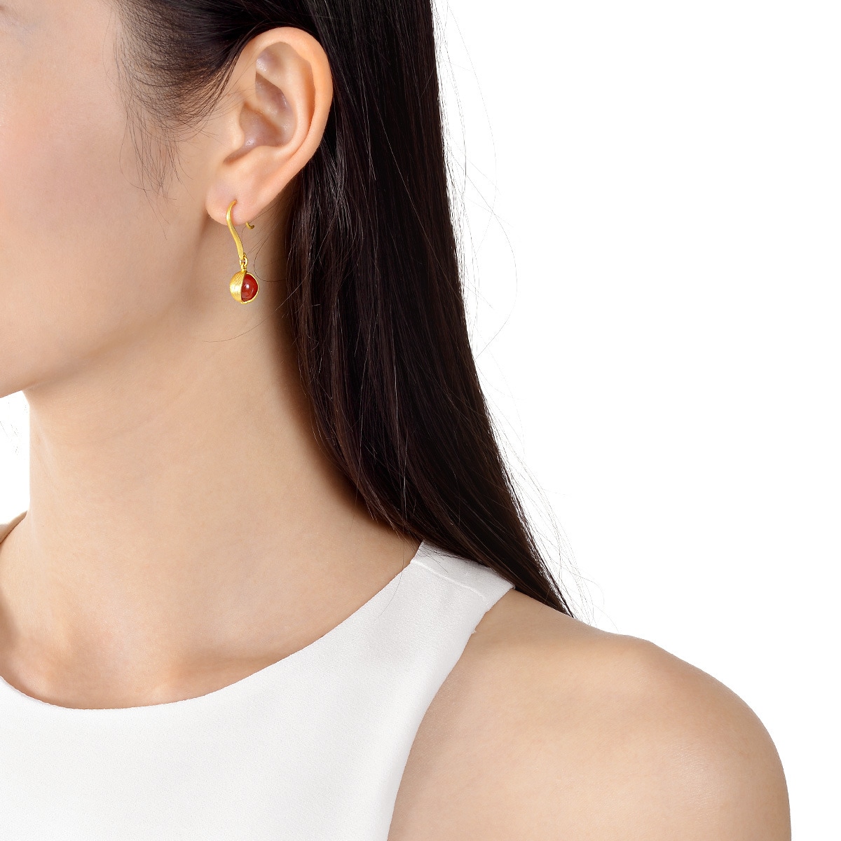 [Golden dew] 韓国☆18K Gold☆Amavillenue D Earring 18kt Yellow Gold Teardrop Earrings