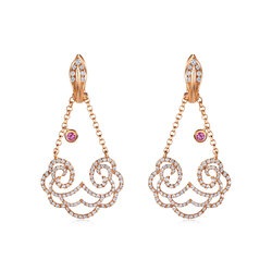 「吉祥系列」18K玫瑰金鑽石耳環